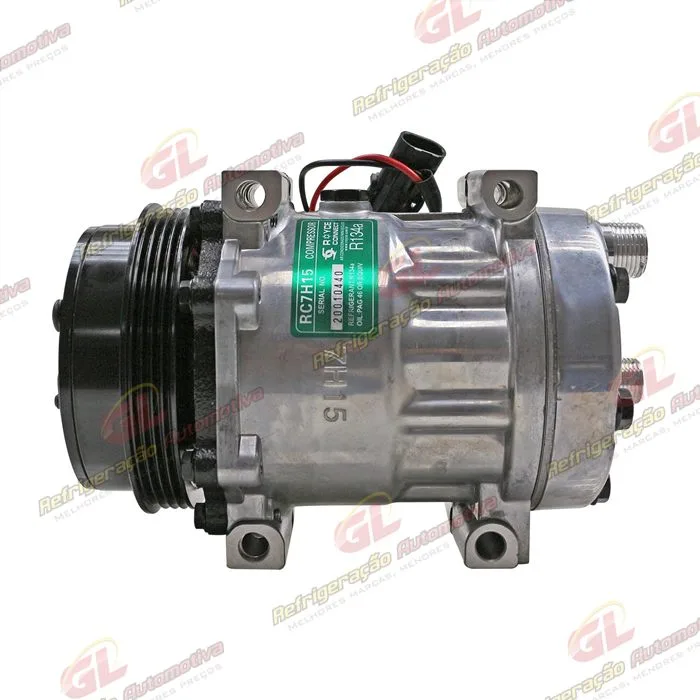 Compressor U8173 AA7H15AA Máquina Case 8800 Descarga e Sucção Saida Traseira O'ring - 12 Volts Polia 4pk 123mm OEM: 84448669