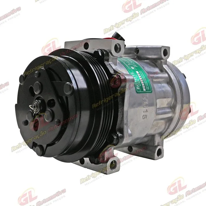 Compressor U8173 AA7H15AA Máquina Case 8800 Descarga e Sucção Saida Traseira O'ring - 12 Volts Polia 4pk 123mm OEM: 84448669 — foto 2