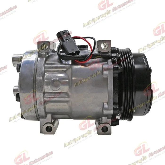Compressor U8173 AA7H15AA Máquina Case 8800 Descarga e Sucção Saida Traseira O'ring - 12 Volts Polia 4pk 123mm OEM: 84448669 — foto 5