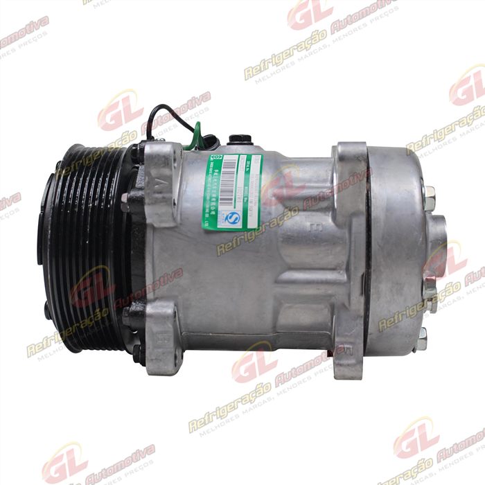 Compressor SANDEN Original AA7H15AA 4866 Modelo Flex Saida Traseira O´ring Horizontal Flex 8 Orelhas - 24 Volts Polia 8pk 119mm 200cc R134a