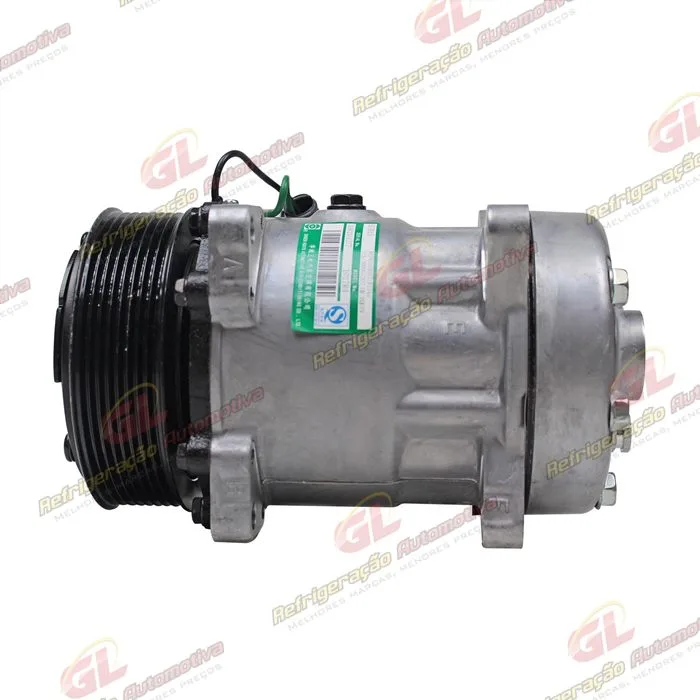 Compressor SANDEN Original AA7H15AA 4866 Modelo Flex Saida Traseira O´ring Horizontal Flex 8 Orelhas - 24 Volts Polia 8pk 119mm 200cc R134a