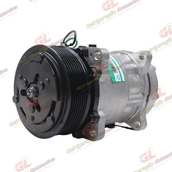 Compressor SANDEN Original AA7H15AA 4866 Modelo Flex Saida Traseira O´ring Horizontal Flex 8 Orelhas - 24 Volts Polia 8pk 119mm 200cc R134a — foto 2