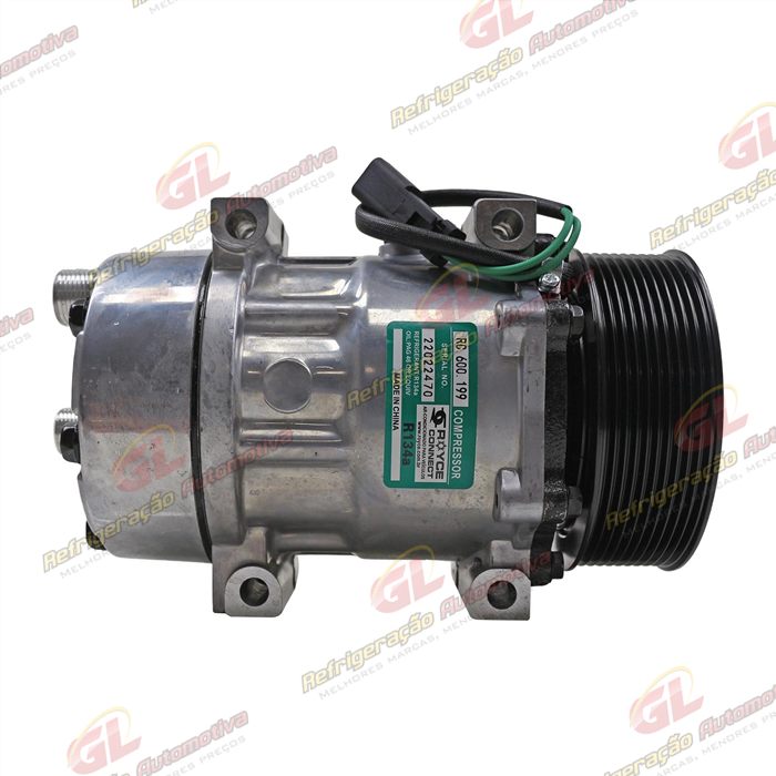 Compressor Modelo AA7H15AA Caminhão Scania 2012> Saída Descarga e Sucção Traseira - 24 Volts Polia 10pk 119mm