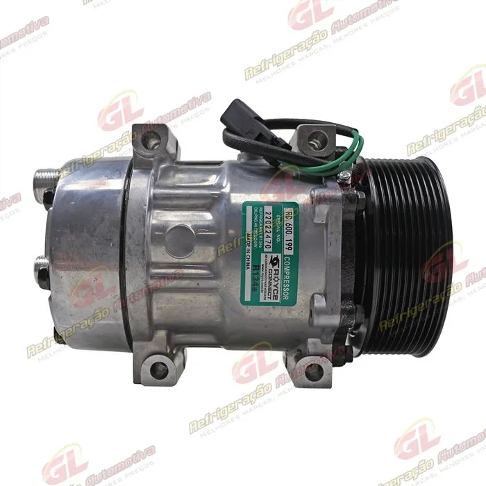 Compressor Modelo AA7H15AA Caminhão Scania 2012> Saída Descarga e Sucção Traseira - 24 Volts Polia 10pk 119mm