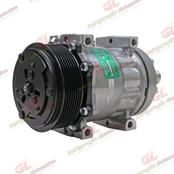 Compressor AB7H15AB 8144 Máquina Case 821/ W20E/ 621/ 721/ 821/ 921/Dynapac CA250/ New Holland W130/ W170/ W190/ W230/ Caminhão Tector 260E30 - 24 Volts Polia 8pk 119mm OEM: 8500795/ OEM: 4894306 — foto 2