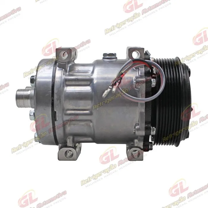 Compressor AB7H15AB 8144 Máquina Case 821/ W20E/ 621/ 721/ 821/ 921/Dynapac CA250/ New Holland W130/ W170/ W190/ W230/ Caminhão Tector 260E30 - 24 Volts Polia 8pk 119mm OEM: 8500795/ OEM: 4894306 — foto 5