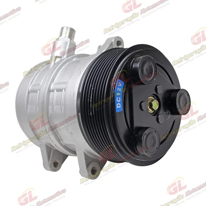 Compressor Seltec TM08HD Máquina Caterpillar 226B/ BobCat 430 - 12 Volts Polia 8pk 123mm OEM: 218-6833/ 6681716 — foto 4