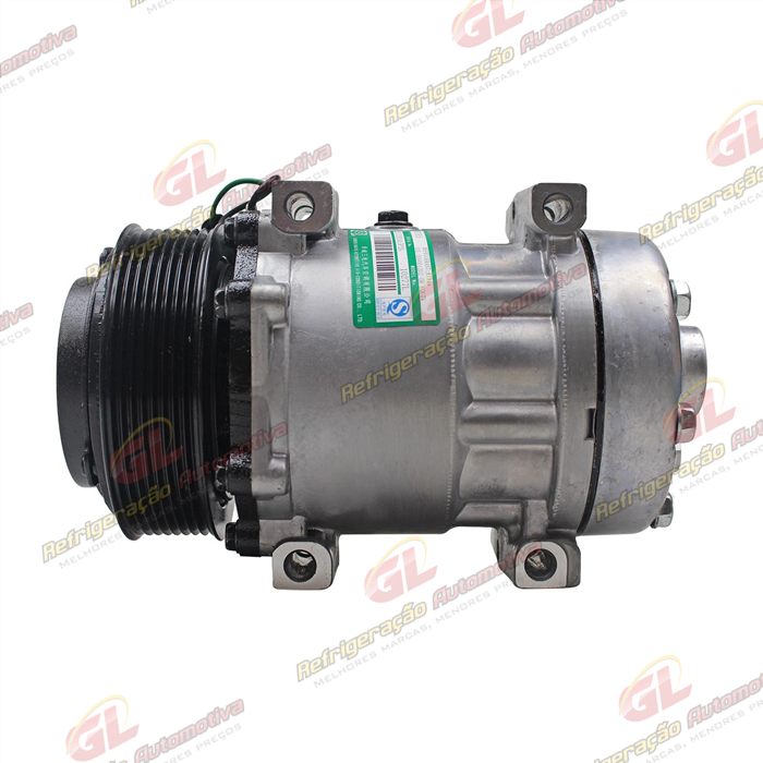Compressor SANDEN Original 4327 Modelo Flex AA7H15AA Parafuso Passante Saida Traseira O´ring Horizontal Flex - 24 Volts Polia 8pk 123mm 200cc