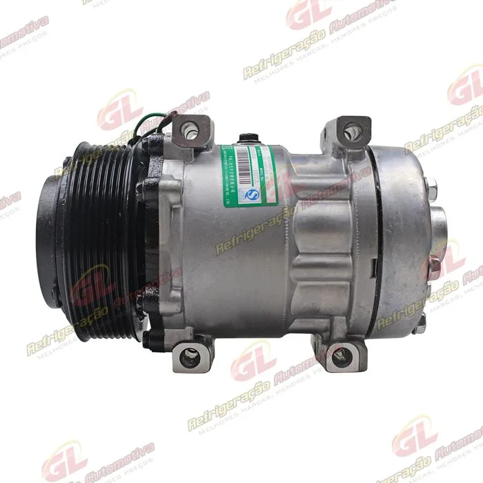 Compressor SANDEN Original 4327 Modelo Flex AA7H15AA Parafuso Passante Saida Traseira O´ring Horizontal Flex - 24 Volts Polia 8pk 123mm 200cc