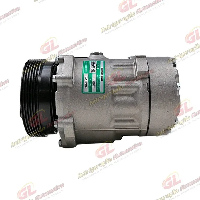 Compressor Modelo Zylinder SD7V16 1100 Volkswagen Polo Até 2001 / Golf >1998/ Passat/ Eurovan/ 4 Orelhas - 12 Volts Polia 6pk 120mm