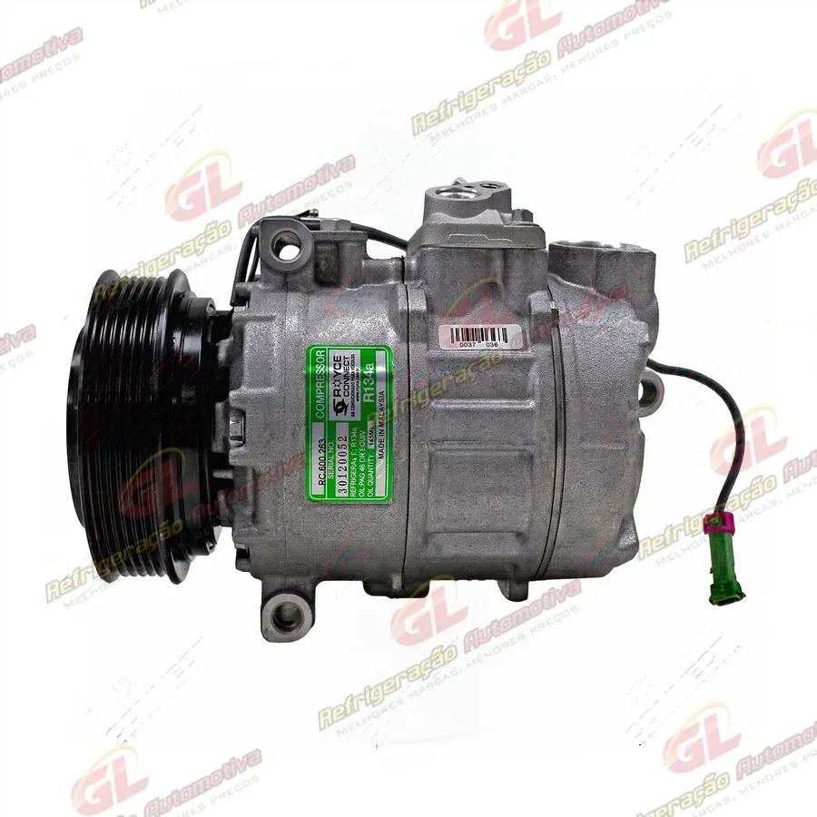 Compressor Modelo Denso 7SBU16C Audi A4 1.6/2.8 1995 Até 2000/ A6 2.5 TDI 2002 Até 2005/ Porsche 911/ Boxster/ Cayman - 12 Volts Polia 6pk 120mm