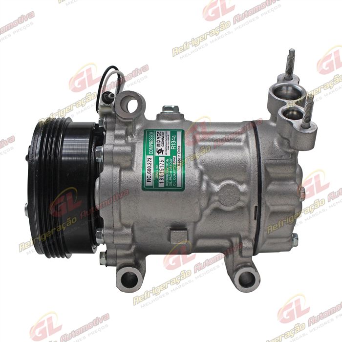 Compressor Modelo Sanden 6V12 Peugeot 206 1.0 / Renault Clio/ Sandero/ Logan 1.0 - 12 Volts Polia 4pk 110mm OEM: 8200840770