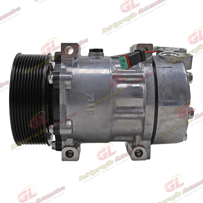 Compressor Modelo AA7H15AA 8275/ 8295 Caminhão Scania 2013> Série 5 PGR Magnético 2 Fios - 24 Volts Polia 10pk 120mm OEM: 1888032/ 1531196/ 0573125