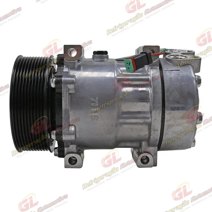 Compressor Modelo AA7H15AA 8275/ 8295 Caminhão Scania 2013> Série 5 PGR Magnético 2 Fios - 24 Volts Polia 10pk 120mm OEM: 1888032/ 1531196/ 0573125