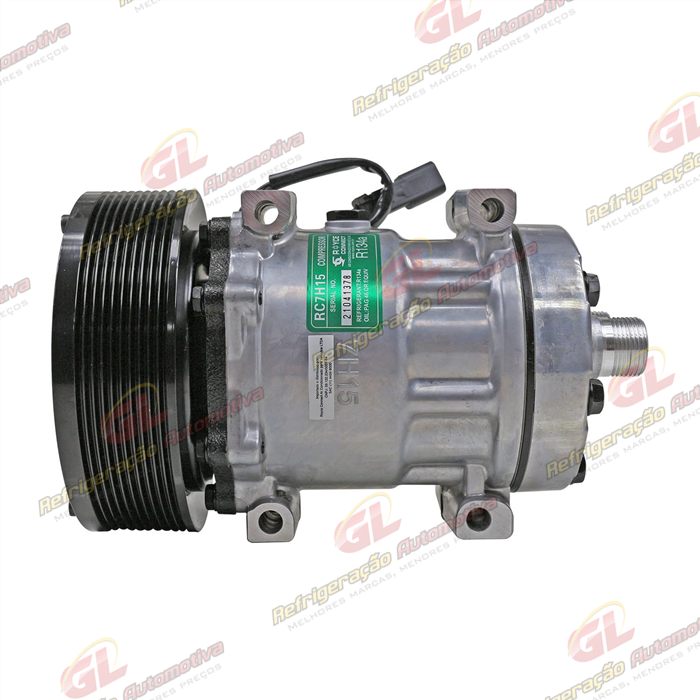 Compressor AB7H15AB U-4586/ 4768/ Máquina Colheitadeira Case 8800 2013</ 8810 2017> Motor Iveco/ New Holland T8 - 12 Volts Polia 10pk 153mm OEM: 5801558535/ 84279787