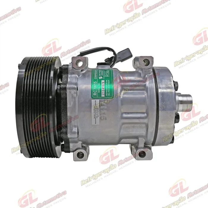 Compressor AB7H15AB U-4586/ 4768/ Máquina Colheitadeira Case 8800 2013</ 8810 2017> Motor Iveco/ New Holland T8 - 12 Volts Polia 10pk 153mm OEM: 5801558535/ 84279787