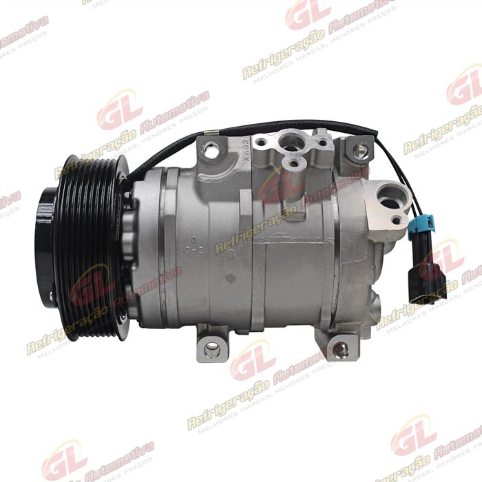 Compressor Modelo Denso 10SRE18C Máquina Retroescavadeira 310K John Deere - 12 Volts Polia 8pk 126mm OEM: RE284680