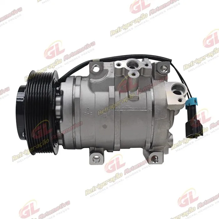 Compressor Modelo Denso 10SRE18C Máquina Retroescavadeira 310K John Deere - 12 Volts Polia 8pk 126mm OEM: RE284680