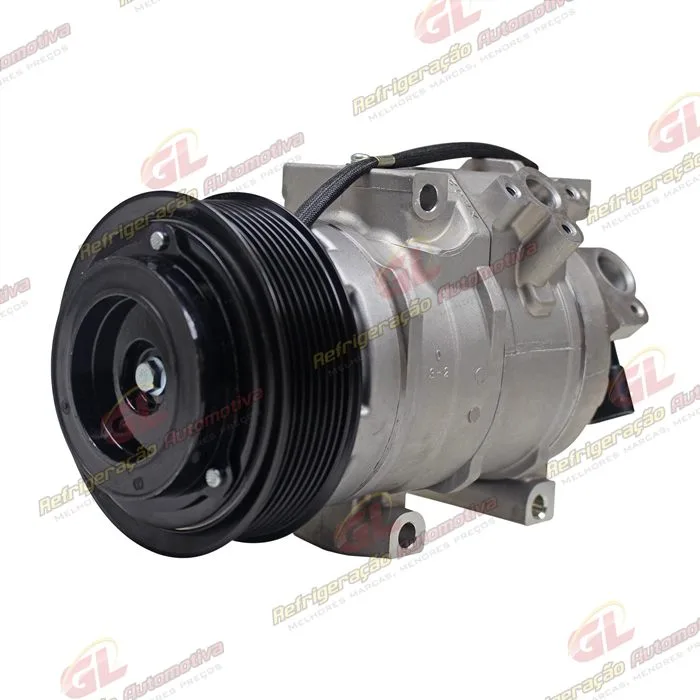 Compressor Modelo Denso 10SRE18C Máquina Retroescavadeira 310K John Deere - 12 Volts Polia 8pk 126mm OEM: RE284680 — foto 2