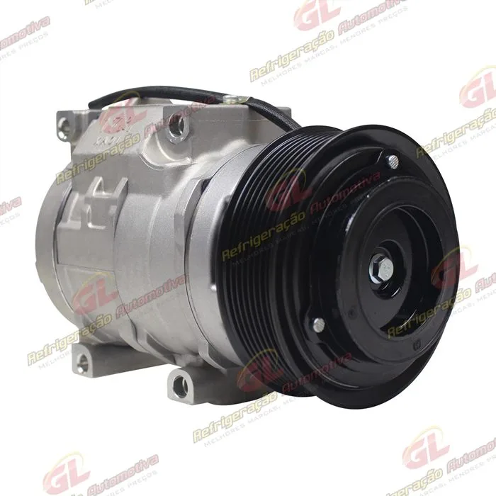 Compressor Modelo Denso 10SRE18C Máquina Retroescavadeira 310K John Deere - 12 Volts Polia 8pk 126mm OEM: RE284680 — foto 4