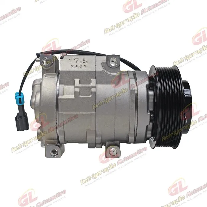 Compressor Modelo Denso 10SRE18C Máquina Retroescavadeira 310K John Deere - 12 Volts Polia 8pk 126mm OEM: RE284680 — foto 5