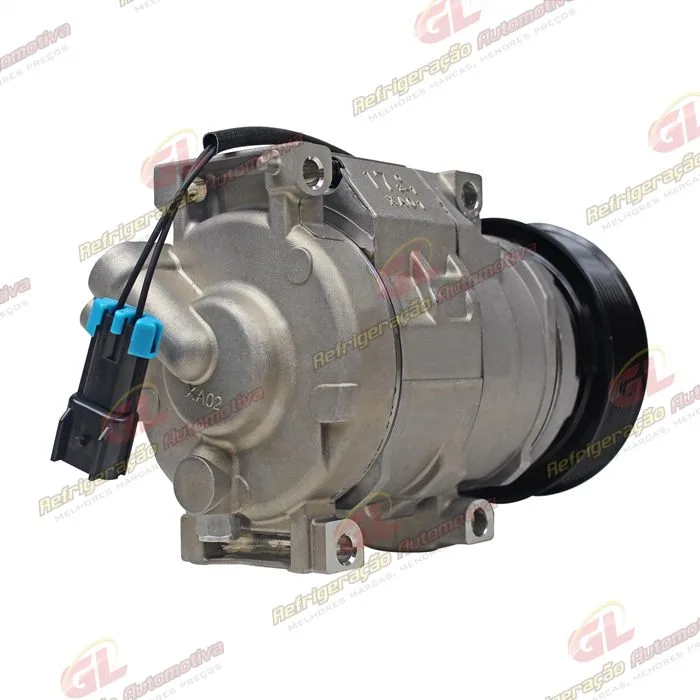 Compressor Modelo Denso 10SRE18C Máquina Retroescavadeira 310K John Deere - 12 Volts Polia 8pk 126mm OEM: RE284680 — foto 6