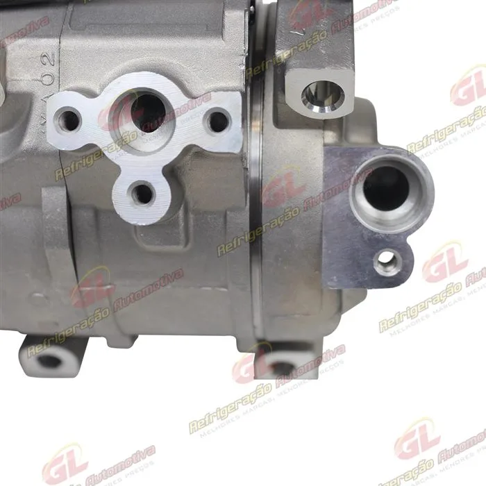 Compressor Modelo Denso 10SRE18C Máquina Retroescavadeira 310K John Deere - 12 Volts Polia 8pk 126mm OEM: RE284680 — foto 8