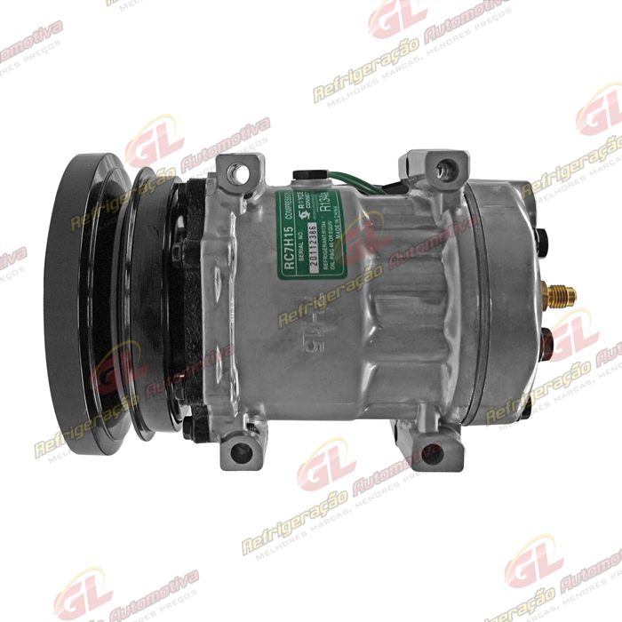 Compressor AA7H15AA Parafuso Passante Descarga e Sucção Traseira Máquina Case 865B/ D4E - 24 Volts Polia Canal 1A 138mm OEM: 84304794