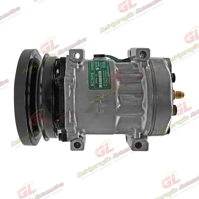Compressor AA7H15AA Parafuso Passante Descarga e Sucção Traseira Máquina Case 865B/ D4E - 24 Volts Polia Canal 1A 138mm OEM: 84304794