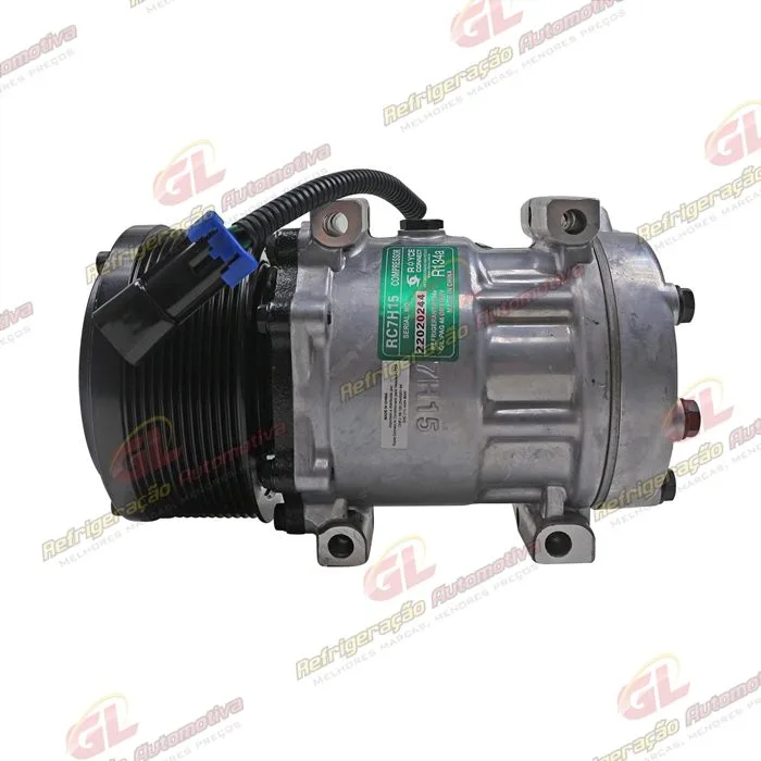 Compressor 6095 AA7H15AA Máquina Escavadeira Caterpillar 320D2 L 2012> - 24 Volts Polia 12pk 128mm OEM: 372-9295