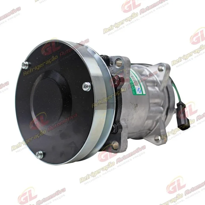 Compressor SANDEN AA7H15AA Máquina Case/ Caterpillar D6R/ 938G Saida p/Pressostato Número Sanden U4604 - 24 Volts Polia Canal 1A 153mm OEM: 106-5122 — foto 2