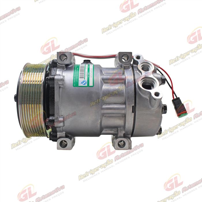 Compressor SANDEN Original 7H15 7980 Caminhão Scania >2007 - 24 Volts Polia 8pk 123mm OEM: 1412263/ 1888034