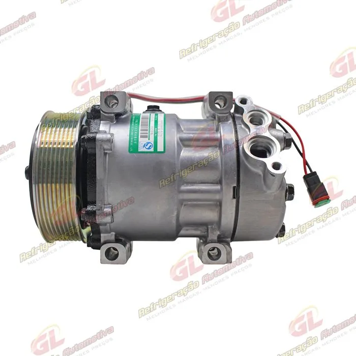 Compressor SANDEN Original 7H15 7980 Caminhão Scania >2007 - 24 Volts Polia 8pk 123mm OEM: 1412263/ 1888034