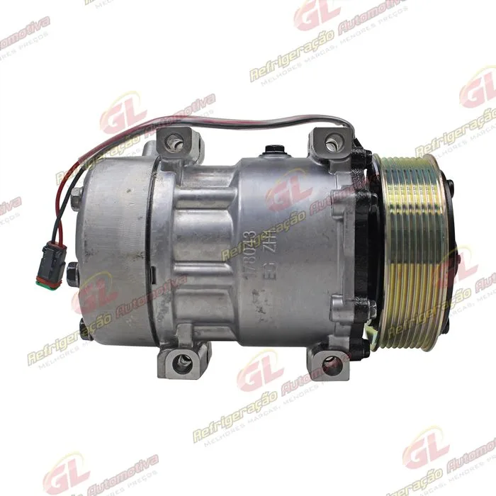 Compressor SANDEN Original 7H15 7980 Caminhão Scania >2007 - 24 Volts Polia 8pk 123mm OEM: 1412263/ 1888034 — foto 5