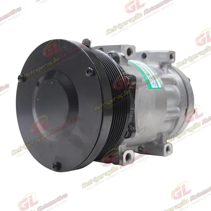 Compressor SANDEN AA7H15AA 4769 Parafuso Passante Descarga e Sucção Traseira Máquina Trator Caterpillar D4E - 24 Volts Polia 8pk 154mm OEM: 163-0872/ 394-9671/ 464-9988 — foto 2