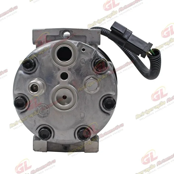 Compressor SANDEN AA7H15AA 4769 Parafuso Passante Descarga e Sucção Traseira Máquina Trator Caterpillar D4E - 24 Volts Polia 8pk 154mm OEM: 163-0872/ 394-9671/ 464-9988 — foto 7