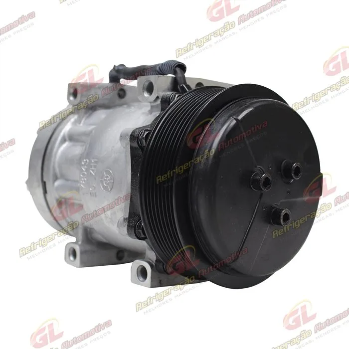 Compressor 7H15 SANDEN Original 8044/ 8242/ 8112/ 6028/ 8176 Caminhão NH 1999 Até 2006/ FH/ FM 1998 ATé 2007 Caminhão VM Todos / Máquina Volvo - 24 Volts Polia 8pk 132mm OEM: 11412631 — foto 4