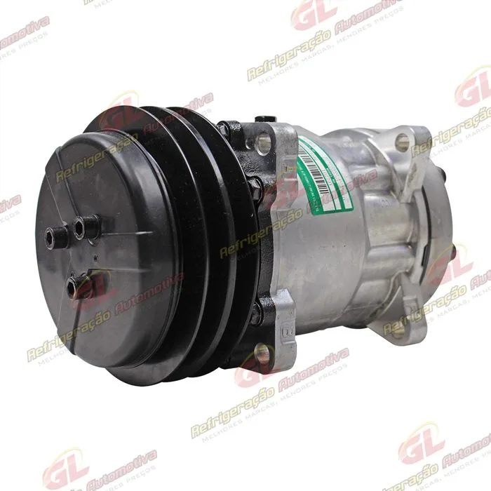 Compressor SANDEN 7H15 8 Orelhas Máquina Pulverizador Valtra BS3020H / Trator Massey Ferguson 6360 - Sucção e Descarga Traseira Engate - 12 Volts Polia 2A 140mm R134a — foto 2
