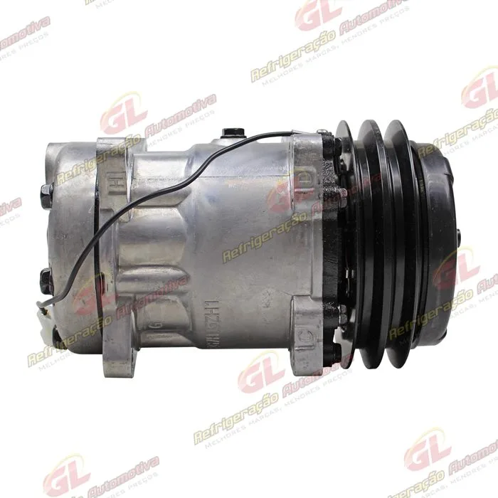 Compressor SANDEN 7H15 8 Orelhas Máquina Pulverizador Valtra BS3020H / Trator Massey Ferguson 6360 - Sucção e Descarga Traseira Engate - 12 Volts Polia 2A 140mm R134a — foto 5