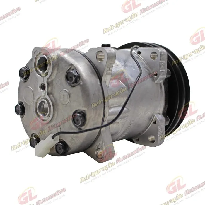 Compressor SANDEN 7H15 8 Orelhas Máquina Pulverizador Valtra BS3020H / Trator Massey Ferguson 6360 - Sucção e Descarga Traseira Engate - 12 Volts Polia 2A 140mm R134a — foto 6