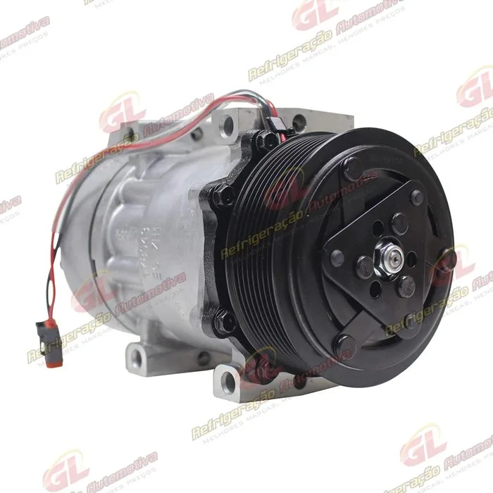 Compressor SANDEN Original AA7H15AA 8290 Caminhão Scania Tração 8x4 2008 Até 2011 Série 5 PGR - 24 Volts Polia 8pk 120mm OEM: 1888033 — foto 4