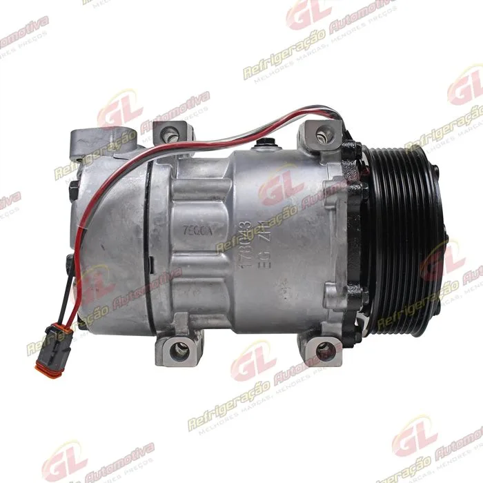Compressor SANDEN Original AA7H15AA 8290 Caminhão Scania Tração 8x4 2008 Até 2011 Série 5 PGR - 24 Volts Polia 8pk 120mm OEM: 1888033 — foto 5