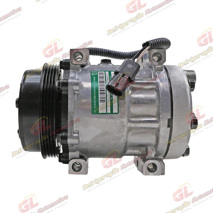Compressor SANDEN U8173 AA7H15AA Máquina Case 8800 Saída Descarga e Sucção Traseira O'ring - 12 Volts Polia 4pk 115mm OEM: 84448669