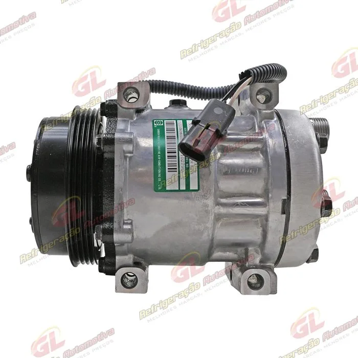 Compressor SANDEN U8173 AA7H15AA Máquina Case 8800 Saída Descarga e Sucção Traseira O'ring - 12 Volts Polia 4pk 115mm OEM: 84448669