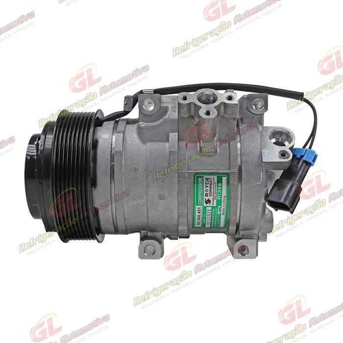 Compressor Modelo Denso 10SRE18C Máquina Trator John Deere 5078E - 12 Volts Polia 8pk 126mm - OEM: RE284680/ AL232176