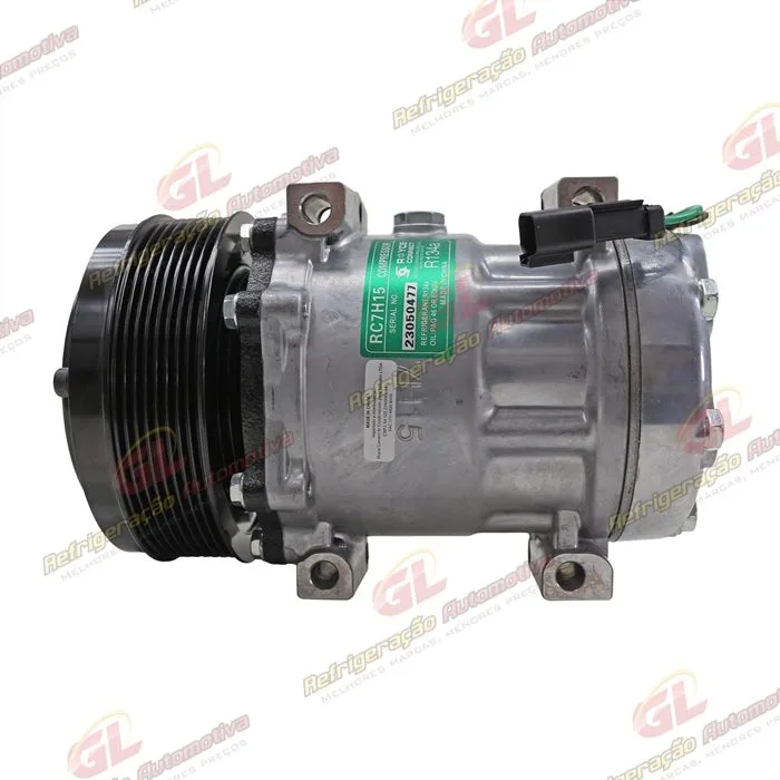 Compressor Modelo AA7H15AA 4095/4132 Pá Carregadeira/ Motoniveladora Caterpillar 777G/ 938K/ 854K Caminhão Fora de Estrada/ Escavadeira - 24 Volts Polia 8pk 133mm OEM: 320-1291 / 338-9100/ 532-7321
