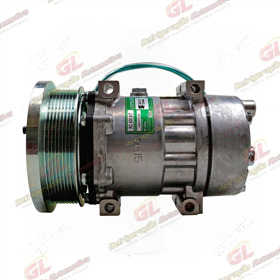 Compressor AA7H15AA Máquina Caterpillar 988 Pá Carregadeira / Parafuso Passante Descarga e Sucção Traseira - 12 Volts Polia 8pk 133mm OEM: 178-9570