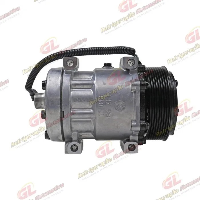Compressor Sanden AA7H15AA 8144 Máquina Case 821/ W20E/ 621/ 721/ 821/ 921/Dynapac CA250/ New Holland W130/ W170/ W190/ W230/ Caminhão Tector 260E30 - 24 Volts Polia 8pk 119mm OEM: 8500795/ 4894306 — foto 5