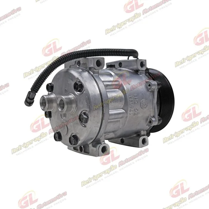 Compressor Sanden AA7H15AA 8144 Máquina Case 821/ W20E/ 621/ 721/ 821/ 921/Dynapac CA250/ New Holland W130/ W170/ W190/ W230/ Caminhão Tector 260E30 - 24 Volts Polia 8pk 119mm OEM: 8500795/ 4894306 — foto 6
