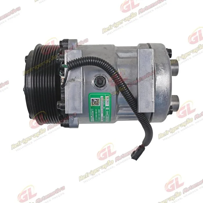 Compressor Sanden AA7H15AA 8144 Máquina Case 821/ W20E/ 621/ 721/ 821/ 921/Dynapac CA250/ New Holland W130/ W170/ W190/ W230/ Caminhão Tector 260E30 - 24 Volts Polia 8pk 119mm OEM: 8500795/ 4894306 — foto 8
